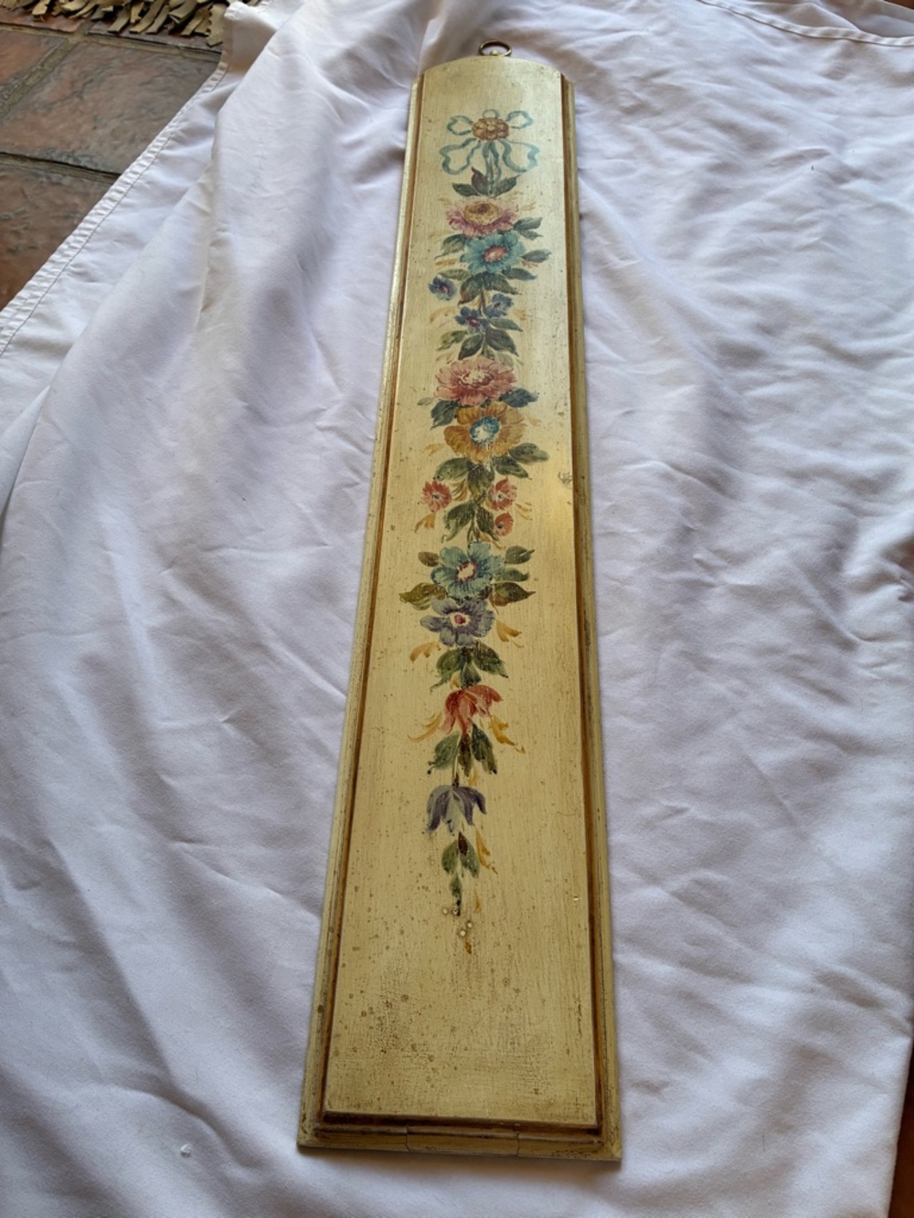 Italian Hand Painted Floral Wood Panel Yellow Multicolor Large TROMPE L'OEIL - Picture 14 of 16